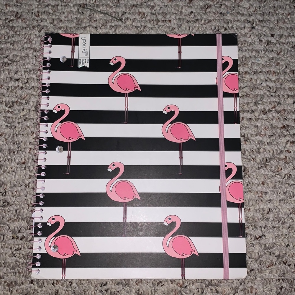 Yoobi flamingo notebook.